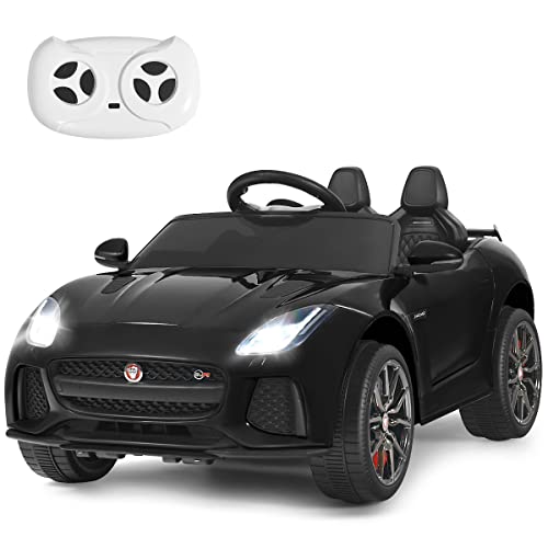 COSTWAY Jaguar Elektro Kinderauto mit Geschichten & Musik & Hupe & Scheinwerfer, 12V Kinderfahrzeug mit 2,4G Fernbedienung, Elektroauto 3-5km/h für Kinder ab 3 Jahre (Schwarz) von COSTWAY