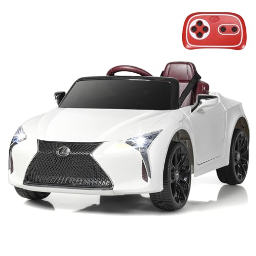 COSTWAY Kinder Elektroauto, Lexus LC500 Kinderfahrzeug Elektro mit 2,4G Fernsteuerung & LED Leuchten & Musik & USB, Kinderauto Elektrisch für Kinder ab 3 Jahren (Weiß) von COSTWAY