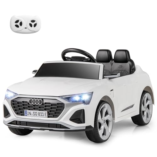 COSTWAY Kinder Elektroauto Audi SQ8, 12V Elektrofahrzeug mit 2,4G Fernbedienung & Hupe & Scheinwerfer & Musik, 3-Gang Kinderauto Elektrisch, Elektroauto für Kinder ab 3 Jahren (Weiß) von COSTWAY