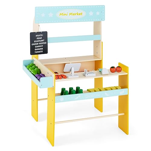COSTWAY Kinder Kaufladen, Kaufmannsladen aus Holz mit Abnembare Tafel, Seitentheke, POS-Maschine, Scanner & Marktspielzeugset, Verkaufsstand Supermarkt für Kinder ab 3 Jahren COSTWAY Kinder Kaufladen, Kaufmannsladen aus Holz mit Abnembare Tafel, Seitentheke, POS-Maschine, Scanner & Marktspielzeugset, Verkaufsstand Supermarkt für Kinder ab 3 Jahren von COSTWAY