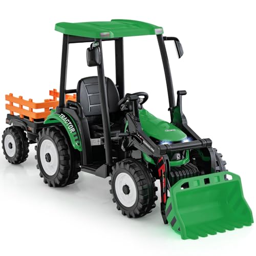 COSTWAY Kinder Traktor mit Anhänger & Schaufel, Elektrischer Aufsitztraktor inkl. Fernbedienung & Bedienhebel, Kindertraktor mit Licht Musik Hupe USB, Elektro Traktor für Kinder ab 3 Jahren (Grün) COSTWAY Kinder Traktor mit Anhänger & Schaufel, Elektrischer Aufsitztraktor inkl. Fernbedienung & Bedienhebel, Kindertraktor mit Licht Musik Hupe USB, Elektro Traktor für Kinder ab 3 Jahren (Grün) von COSTWAY