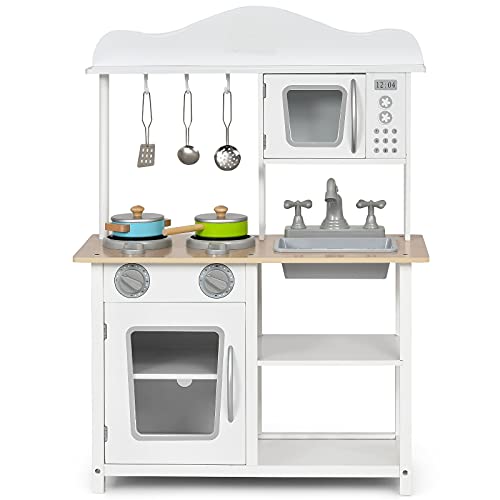 COSTWAY Kinderküche Spielküche Holz, Kinder Küche mit Zubehör, Spielzeugküche Holzküche mit Spüle Backofen Mikrowelle Herd und Küche Set, Kinder Küche Holz, Weiß COSTWAY Kinderküche Spielküche Holz, Kinder Küche mit Zubehör, Spielzeugküche Holzküche mit Spüle Backofen Mikrowelle Herd und Küche Set, Kinder Küche Holz, Weiß von COSTWAY