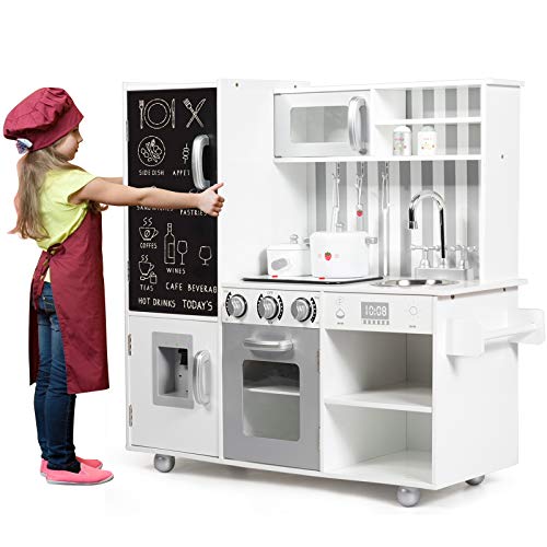 COSTWAY Kinderküche mit Tafel und simulierten Geräuschen, Kinder Spielküche Holz inkl. Spielzubehör, für Kinder ab 3 Jahre, weiß, 83 x 32 x 80cm COSTWAY Kinderküche mit Tafel und simulierten Geräuschen, Kinder Spielküche Holz inkl. Spielzubehör, für Kinder ab 3 Jahre, weiß, 83 x 32 x 80cm von COSTWAY