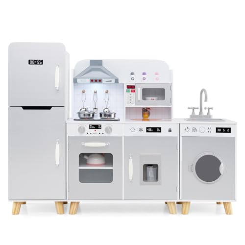 COSTWAY Kinderküche mit Zubehör, 3 in 1 Kinder Küche Holz mit Kühlschrank & Waschmaschine & Mikrowelle, inkl. Herd Spüle Ofen, Spielküche mit Licht und Sound, Spielzeugküche für Kinder ab 3 Jahren COSTWAY Kinderküche mit Zubehör, 3 in 1 Kinder Küche Holz mit Kühlschrank & Waschmaschine & Mikrowelle, inkl. Herd Spüle Ofen, Spielküche mit Licht und Sound, Spielzeugküche für Kinder ab 3 Jahren von COSTWAY