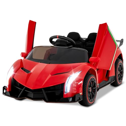 COSTWAY Lamborghini Elektroauto für Kinder, Kinderfahrzeug mit 2,4-G Fernbedienung & LED Scheinwerfer & Hupe & Musik, Elektrofahrzeug 3-6 km/, Kinderauto Elektro für Kinder ab 3 Jahren (Rot) von COSTWAY
