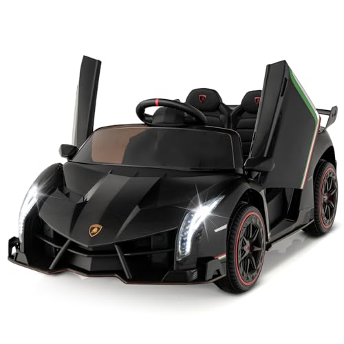 COSTWAY Lamborghini Elektroauto für Kinder, Kinderfahrzeug mit 2,4-G Fernbedienung & LED Scheinwerfer & Hupe & Musik, Elektrofahrzeug 3-6 km/h, Kinderauto Elektro für Kinder ab 3 Jahren (Schwarz) von COSTWAY