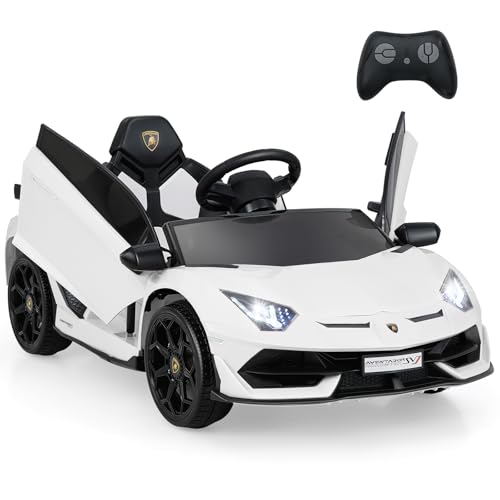 COSTWAY Lamborghini Elektroauto für Kinder, Kinderfahrzeug mit 2,4G Fernbedienung & LED Scheinwerfer & MP3-Player & Hupe & Musik, Elektrofahrzeug 3-5 km/h, Kinderauto für Kinder ab 3 Jahren (Weiß) COSTWAY Lamborghini Elektroauto für Kinder, Kinderfahrzeug mit 2,4G Fernbedienung & LED Scheinwerfer & MP3-Player & Hupe & Musik, Elektrofahrzeug 3-5 km/h, Kinderauto für Kinder ab 3 Jahren (Weiß) von COSTWAY