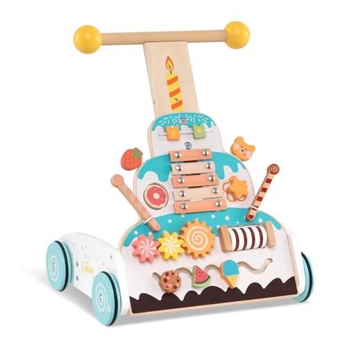 COSTWAY Lauflernwagen Holz, Höhenverstellbarer Baby Walker mit Aktivitätszentrum, Xylofon, Rutschblöcke und Rollperlen, Montessori Laufspielzeug, Lauflernhilfe für Kinder ab 1 Jahr COSTWAY Lauflernwagen Holz, Höhenverstellbarer Baby Walker mit Aktivitätszentrum, Xylofon, Rutschblöcke und Rollperlen, Montessori Laufspielzeug, Lauflernhilfe für Kinder ab 1 Jahr von COSTWAY