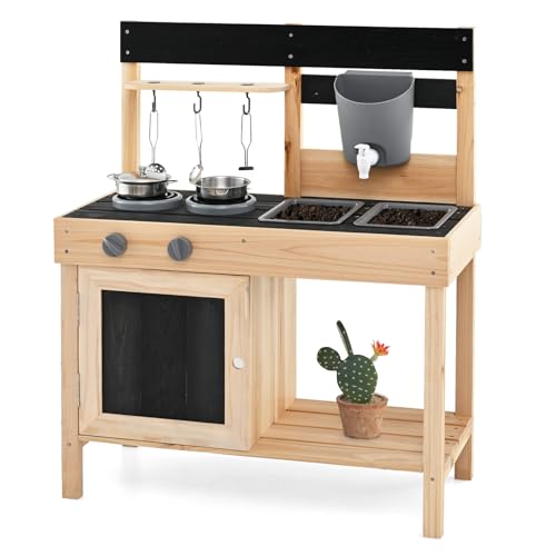 COSTWAY Matschküche Kinder Outdoor, Kinderküche Holz mit Wasserfunktion & Zubehör & Tafeln & 2 abnehmbaren Spülbecken, Spielküche Outdoor Küche für Kinder ab 2 Jahren COSTWAY Matschküche Kinder Outdoor, Kinderküche Holz mit Wasserfunktion & Zubehör & Tafeln & 2 abnehmbaren Spülbecken, Spielküche Outdoor Küche für Kinder ab 2 Jahren von COSTWAY