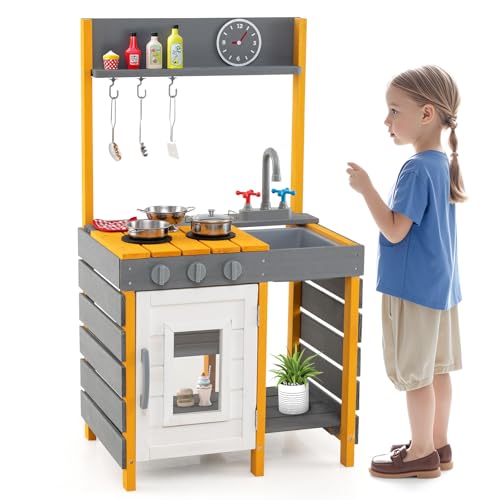 COSTWAY Matschküche Kinder Outdoor, Spielküche mit Herd & Abnehmbarer Spüle & Wasserhahn, Outdoor Kinderküche mit Kochzubehör & Haken, Outdoorküche für ab 3 Jahren COSTWAY Matschküche Kinder Outdoor, Spielküche mit Herd & Abnehmbarer Spüle & Wasserhahn, Outdoor Kinderküche mit Kochzubehör & Haken, Outdoorküche für ab 3 Jahren von COSTWAY