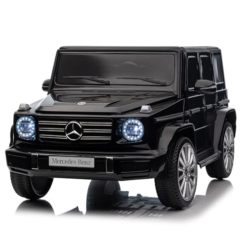COSTWAY Mercedes Benz G500 Elektroauto für Kinder, 12V Kinderauto Elektrisch mit Fernsteuerung, Elektrofahrzeug mit Hupe Musik LED-Lichtern, Elektro Auto für Kinder ab 3 Jahren (Schwarz) von COSTWAY