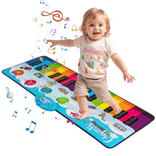 COSTWAY Musikmatte Kinder, Klaviermatte mit 8 Musikinstrumente, Keyboard Tanzmatte mit Aufnahme & Wiedergabefunktion, Spielzeug Geschenk für Kleinkinder Jungen Mädchen ab 1 Jahr (120 x 47 cm) von COSTWAY