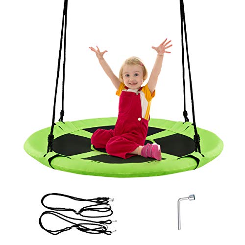 COSTWAY Nestschaukel Outdoor, Kinderschaukel, Baumschaukel, Hängeschaukel bis 150 kg belastbar, Rundschaukel mit 100 cm Durchmesser für drinnen & draußen, Schaukel für Kinder und Erwachsene (Grün) von COSTWAY