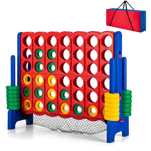 COSTWAY Riesiges 4 Gewinnt Spiel Set mit Tragetasche, Vier Gewinnt inkl. 42 Jumbo Ringen und Schieberegler zum schnellen Neustart, Vier in Einer Reihe Spiel groß für Kinder und Erwachsene COSTWAY Riesiges 4 Gewinnt Spiel Set mit Tragetasche, Vier Gewinnt inkl. 42 Jumbo Ringen und Schieberegler zum schnellen Neustart, Vier in Einer Reihe Spiel groß für Kinder und Erwachsene von COSTWAY