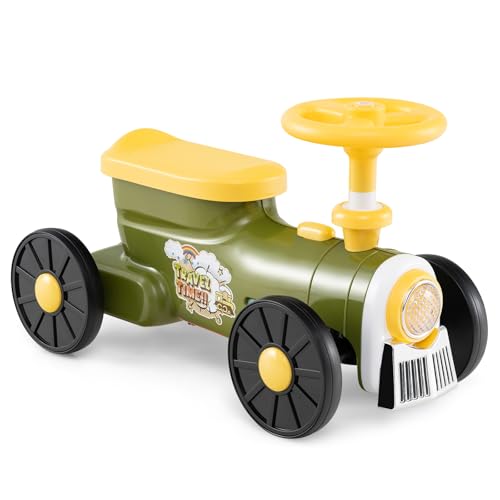 COSTWAY Rutschauto, Rutschfahrzeug mit Lenkrad & Zugpfeifton-Taste & Stauraum unter Sitz, Rutscher Kinderauto für Jungen und Mädchen ab 1 Jahr, 61 x 30 x 38 cm (Grün) von COSTWAY