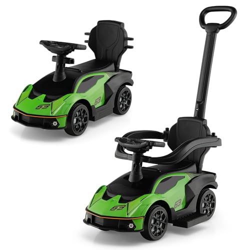 COSTWAY Rutschauto Lamborghini, Rutschfahrzeug mit Schiebstange & Stauraum, Schiebeauto mit Lenkrad & Hupe & Motorsound, 3-in-1 Rutscher Auto für Kinder ab 1 Jahr (Grün) von COSTWAY