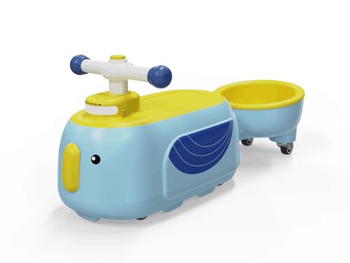 COSTWAY Rutschauto mit Anhänger, Rutschfahrzeug mit Licht & Musik & Stauraum unter dem Sitz, Rutscherfahrzeug für drinnen & draußen, Rutscher Auto für Kinder ab 1 Jahr (Blau) von COSTWAY
