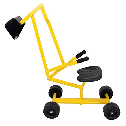 COSTWAY Sitzbagger 360° drehbar, Bagger zum Draufsitzen Metall mit Schaufel & Rädern, Bagger Sandkasten, Aufsitzbagger Sandbagger für Kinder ab 3 Jahren (Gelb) von COSTWAY