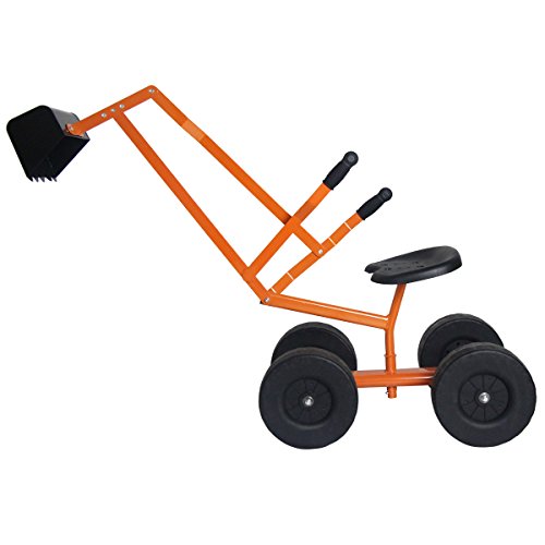 COSTWAY Sitzbagger 360° drehbar, Bagger zum Draufsitzen Metall mit Schaufel & Rädern, Bagger Sandkasten, Aufsitzbagger Sandbagger für Kinder ab 3 Jahren (Orange) von COSTWAY