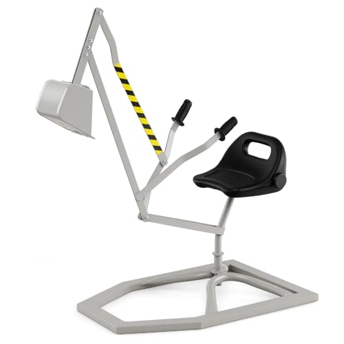 COSTWAY Sitzbagger 360° drehbar, Bagger zum Draufsitzen Metall, Bagger Sandkasten mit Schaufel & 2-Hände-Steuerungen, Aufsitzbagger Sandbagger für Kinder ab 3 Jahren (Grau) von COSTWAY