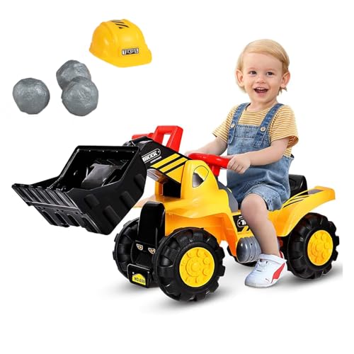 COSTWAY Sitzbagger mit eingebautem Ablagefach, Kinderbagger mit 4 Sound-Tasten, Bagger Spielzeug, Sandbagger, Rutscher Bagger, Schaufelbagger, Aufsitzbagger für Kinder ab 3 Jahren von COSTWAY