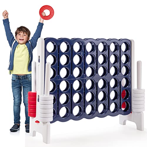 COSTWAY Vier-Gewinnt Spiel, 4 Gewinnt Spielbrettsätze, Vier in Einer Reihe Spiel mit 42 Jumbo Ringen und Schieberegler zum schnellen Neustart für Kinder und Erwachsene (Weiß) von COSTWAY