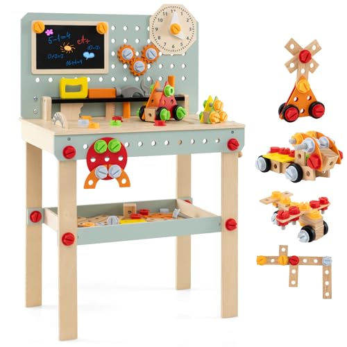 COSTWAY Werkbank Kinder Holz, Werkzeugbank mit Tafel & DIY-Set, Kinder Werkzeug Bank mit Zubehör & Ablage, Spielzeugwerkbank Werkstatt für Kinder ab 3 Jahren COSTWAY Werkbank Kinder Holz, Werkzeugbank mit Tafel & DIY-Set, Kinder Werkzeug Bank mit Zubehör & Ablage, Spielzeugwerkbank Werkstatt für Kinder ab 3 Jahren von COSTWAY