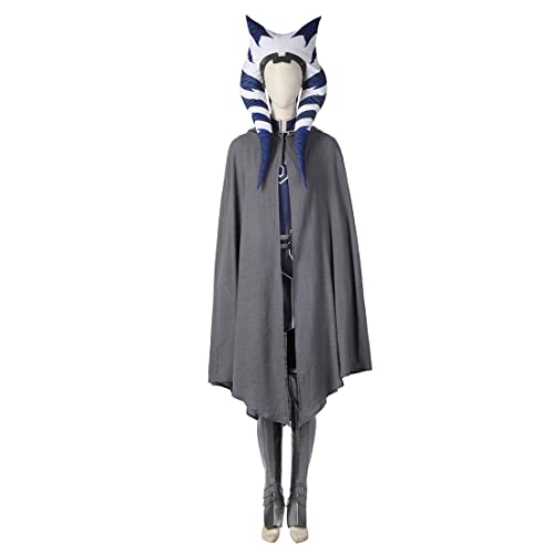 COSUNION Ahsoka Tano-Kostüm für Damen mit Umhang, Anakin-Kostüm, Outfit, Halloween, Ahsoka-Kostüm, Anzug (Stil 1, XXL) von COSUNION