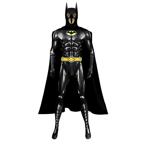 COSUNION Bruce Wayne-Kostüm für Herren mit Umhang, Michael Keaton, komplettes Set, Halloween-Kostüm (Stil 1, S) von COSUNION