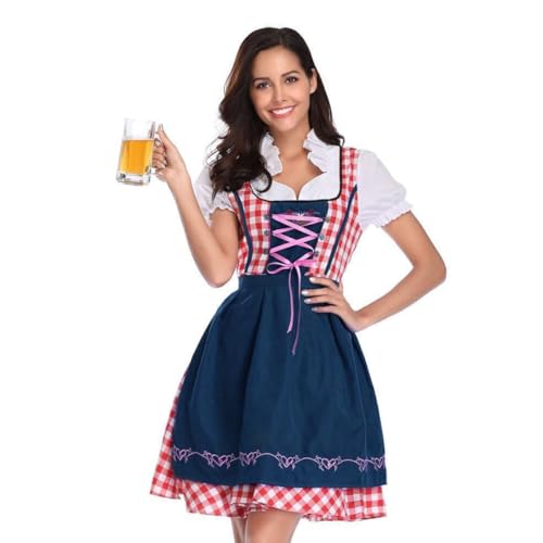 COSUNION Damen-Bierfestkleid, Oktoberfest-Outfit, bayerisches traditionelles Kleid, Bierfest, Verkleidung (Blau, L) von COSUNION
