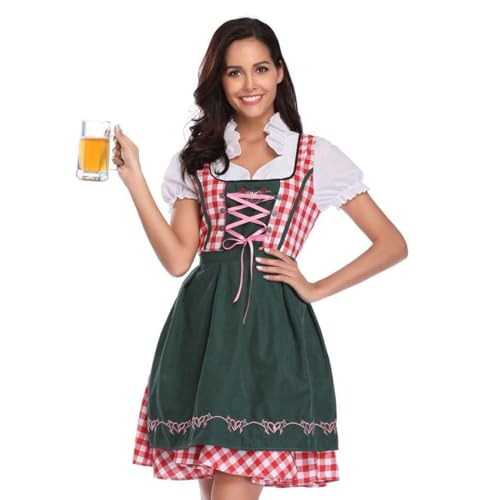 COSUNION Damen-Bierfestkleid, Oktoberfest-Outfit, bayerisches traditionelles Kleid, Bierfest, Verkleidung (Grün 01, L) von COSUNION