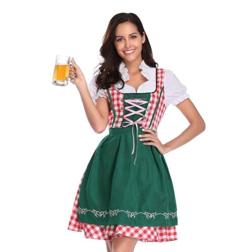 COSUNION Damen-Bierfestkleid, Oktoberfest-Outfit, bayerisches traditionelles Kleid, Bierfest, Verkleidung (Grün 02, L) von COSUNION
