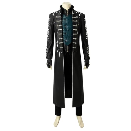 COSUNION Devil May Cry5 Vergil Cosplay Kostüm Outfit DMC Cosplay Lederjacke Halloween Kostüme (komplettes Set, XL) von COSUNION