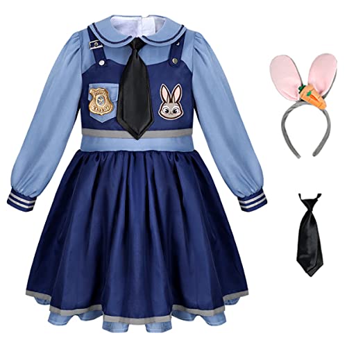 COSUNION Judy Hopps Kostüm für Mädchen, mit Zubehör, Polizistin, Uniform, Halloween, Polizistin, Stil 1, Größe 140 COSUNION Judy Hopps Kostüm für Mädchen, mit Zubehör, Polizistin, Uniform, Halloween, Polizistin, Stil 1, Größe 140 von COSUNION