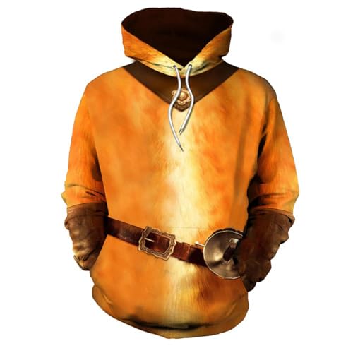 COSUNION Kinder-Kater-Kostüm, Kater in Stiefeln, Kapuzenpullover, 3D-Druck, Kater, Halloween, Kinderkostüm (Stil 1, Höhe 130) von COSUNION