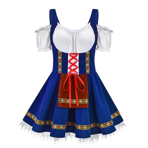COSUNION Oktoberfest-Outfit für Damen, Mädchen, Bierfestkleid, bayerisches traditionelles Kleid, Bierfest, Verkleidung (Blau, L) von COSUNION
