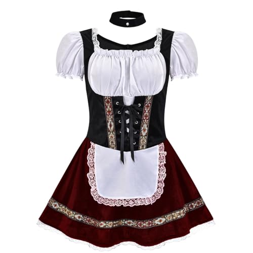 COSUNION Oktoberfest-Outfit für Damen, Mädchen, Bierfestkleid, bayerisches traditionelles Kleid, Bierfest, Verkleidung (Schwarz, L) von COSUNION