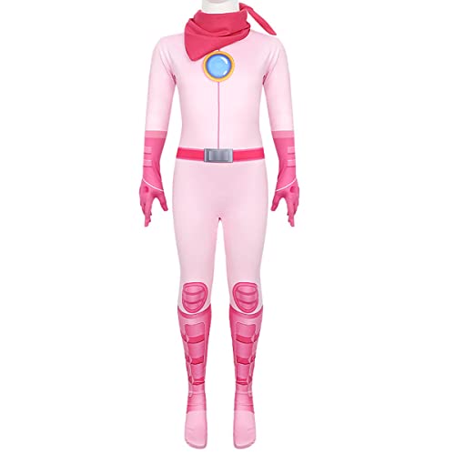 COSUNION Pfirsich-Prinzessinnen-Kostüm, Overall, Kinder, Halloween, Mädchen, Pfirsich-Prinzessinnen-Kostüm (Stil 1, Höhe 130) von COSUNION