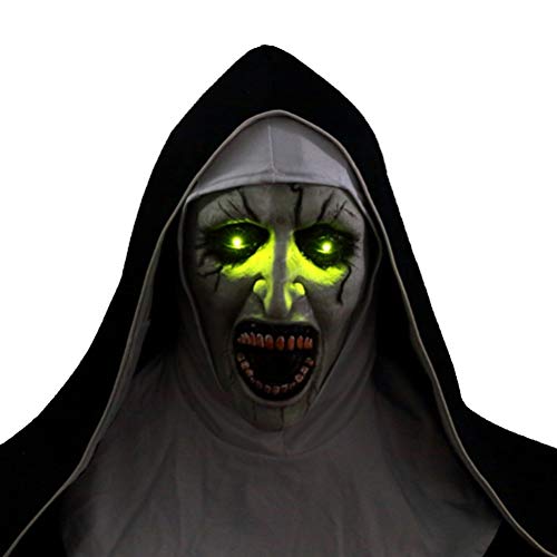 COSUNION The Nonne Maske mit Kapuze, Teufel, Valak, Nonne, gruselige Latexmaske, Vollkopf, Halloween-Masken, Maskerade (Style 3, Einheitsgröße) von COSUNION