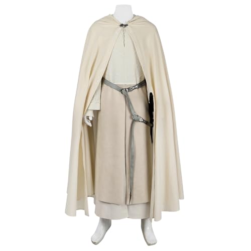 COSUNION Weißes Gandalf-Kostüm für Herren mit Umhang, Halloween, Gandalf-Kostüm, Outfit (Stil 1, L) von COSUNION