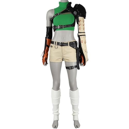 COSUNION Yuffie Kisaragi Damen-Kostüm, Outfit mit Zubehör, Halloween-Yuffie-Kostüm (Stil 1, L) von COSUNION