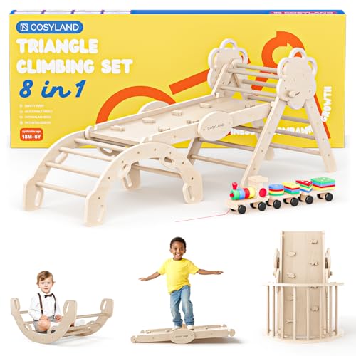 COSYLAND Klettergerüst Indoor L - Montessori Indoor Spielset mit Kletterbogen & Rutsche -8-in-1 Massivholz-Spielplatz - Kletterbogen ab 1 Jahr - Natur COSYLAND Klettergerüst Indoor L - Montessori Indoor Spielset mit Kletterbogen & Rutsche -8-in-1 Massivholz-Spielplatz - Kletterbogen ab 1 Jahr - Natur von COSYLAND