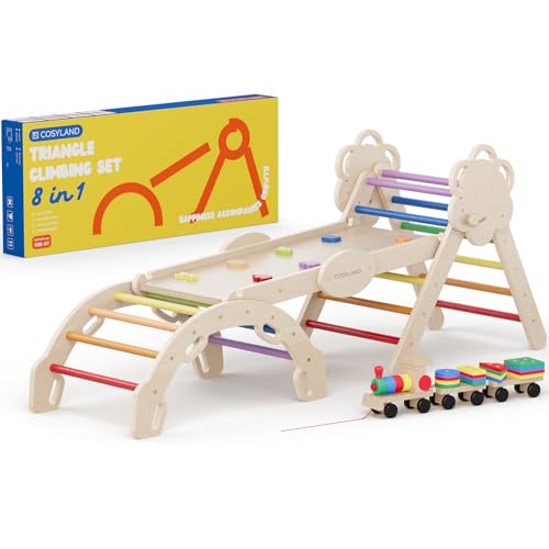 COSYLAND Klettergerüst Indoor L - Montessori Indoor Spielset mit Kletterbogen & Rutsche -8-in-1 Massivholz-Spielplatz - Kletterbogen ab 1 Jahr - Regenbogenfarben COSYLAND Klettergerüst Indoor L - Montessori Indoor Spielset mit Kletterbogen & Rutsche -8-in-1 Massivholz-Spielplatz - Kletterbogen ab 1 Jahr - Regenbogenfarben von COSYLAND