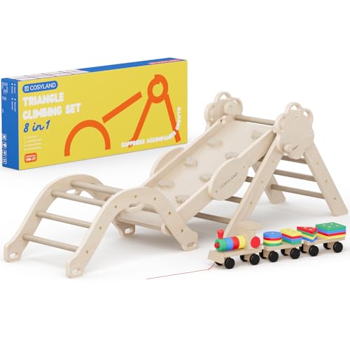 COSYLAND Klettergerüst Indoor M - Montessori Indoor Spielset mit Kletterbogen & Rutsche -8-in-1 Massivholz-Spielplatz - Kletterbogen ab 1 Jahr - Natur COSYLAND Klettergerüst Indoor M - Montessori Indoor Spielset mit Kletterbogen & Rutsche -8-in-1 Massivholz-Spielplatz - Kletterbogen ab 1 Jahr - Natur von COSYLAND
