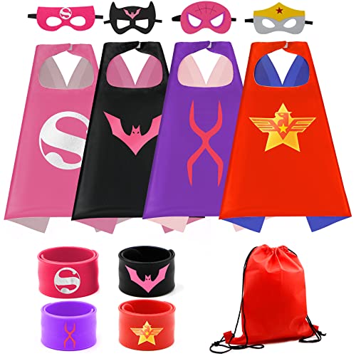 COTATERO Superhelden-Umhang-Set für Kinder, Kostüm mit Armbändern, Spielzeug für Geburtstagsparty, Weihnachtsgeschenk (4 Superhelden-Umhänge für Kinder) von COTATERO