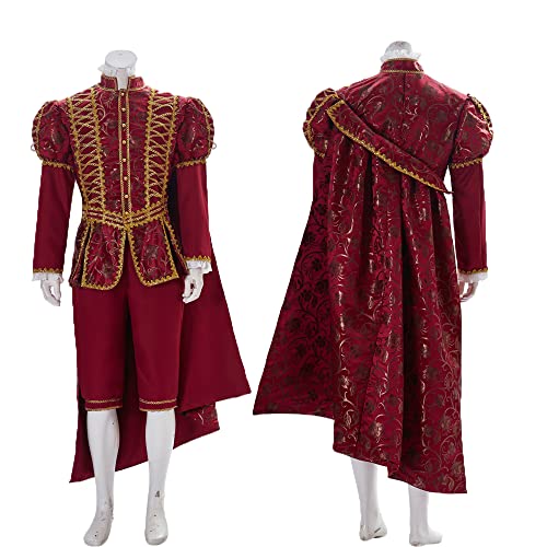 COUCOU Age Viktorianisches Kostüm für Herren, Rokokoko-Kostüm, Anzugjacke, Weste, Prinz, Cosplay, Halloween, Rot 2, XL COUCOU Age Viktorianisches Kostüm für Herren, Rokokoko-Kostüm, Anzugjacke, Weste, Prinz, Cosplay, Halloween, Rot 2, XL von COUCOU Age