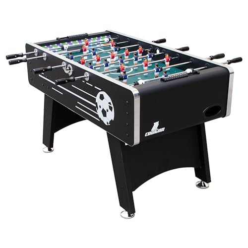COUGAR Arena Tischkicker | Höhenverstellbarer Kickertisch mit Teleskopstangen in Schwarz | Fußballtisch inkl. 4 Bälle & Punktezähler | Indoor Tischfußball für Kinder & Erwachsene- von COUGAR