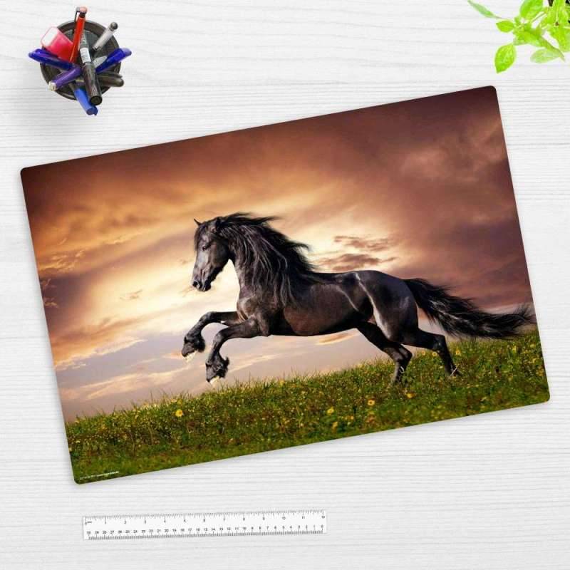 COVER-YOUR-DESK Schreibtischunterlage 60 x 40 cm, Themenwelten Pferde, coveryourdesk Designs Schwarzes Pferd von COVER-YOUR-DESK