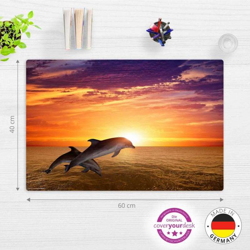 COVER-YOUR-DESK Schreibtischunterlage 60 x 40 cm, Themenwelten Unterwasserwelt, coveryourdesk Designs Delfine im Sonnenuntergang COVER-YOUR-DESK Schreibtischunterlage 60 x 40 cm, Themenwelten Unterwasserwelt, coveryourdesk Designs Delfine im Sonnenuntergang von COVER-YOUR-DESK