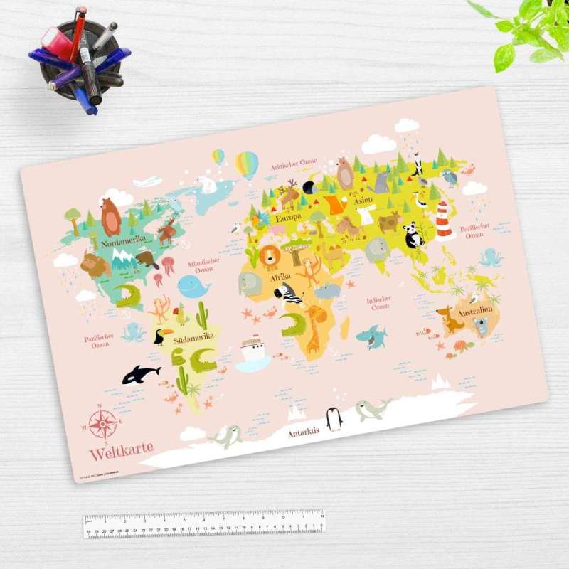 COVER-YOUR-DESK Schreibtischunterlage 60 x 40 cm, Themenwelten Weltkarten, coveryourdesk Designs Weltkarte in rosa für Kinder COVER-YOUR-DESK Schreibtischunterlage 60 x 40 cm, Themenwelten Weltkarten, coveryourdesk Designs Weltkarte in rosa für Kinder von COVER-YOUR-DESK